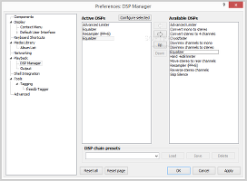 Showing the foobar2000 DSP Manager options